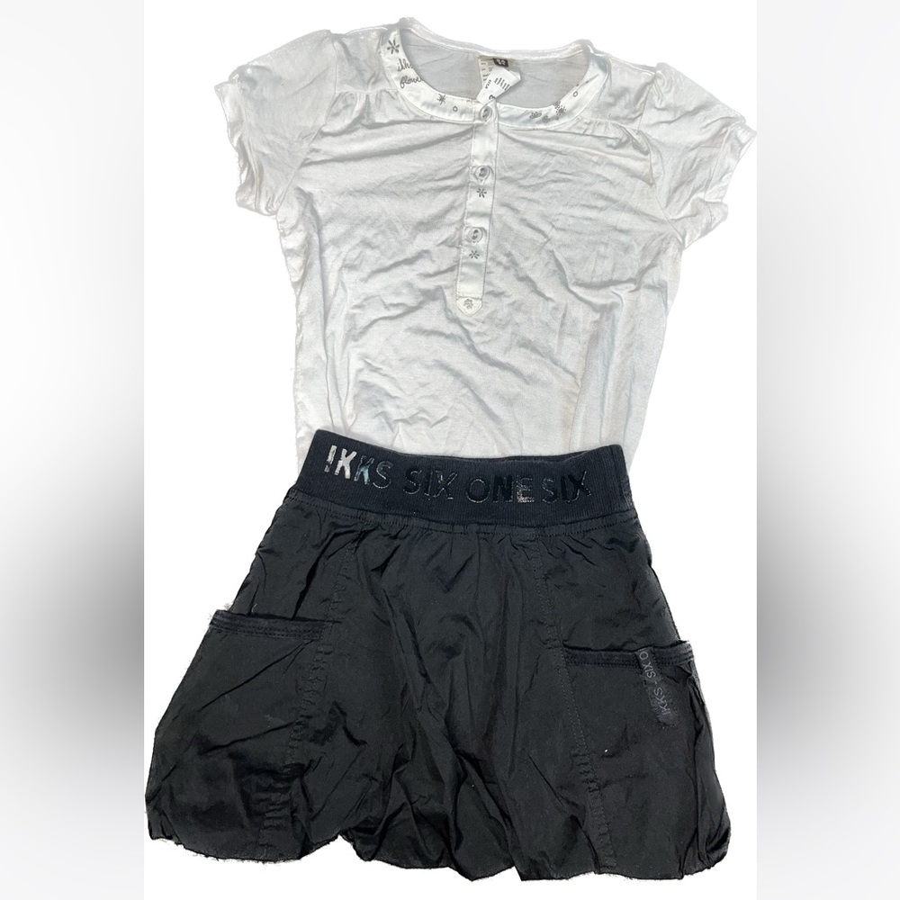 IKKS girls size 3 short sleeve T-shirt and skirt set
